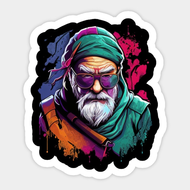 grandpa warrior Grandpa Ninja Sticker TeePublic